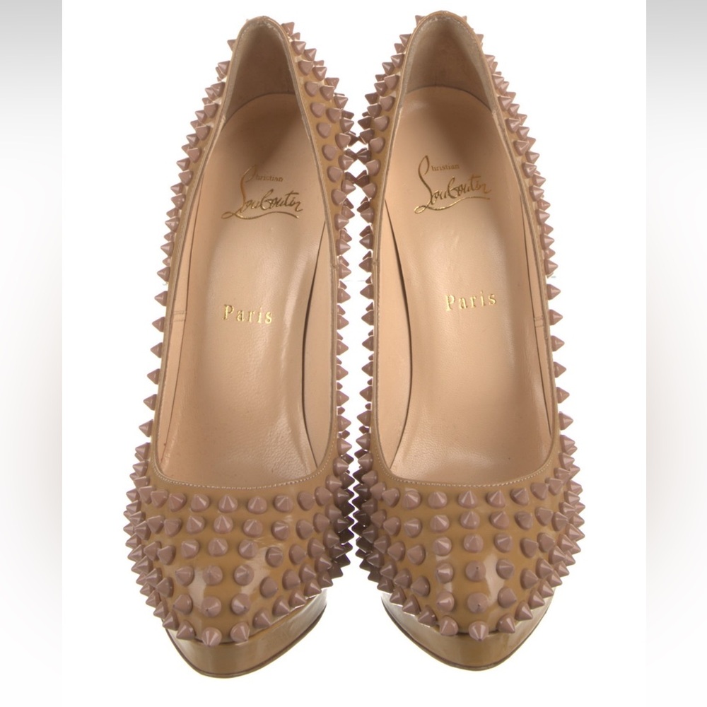 Christian Louboutin Tan Spiked Women's Shoes
